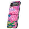 Korean Flower Hard PC Phone Case For Samsung Galaxy Z Flip 7 6 5 4 Black Cover For Galaxy Z Flip 3 Foldable Shell Fundas Capas