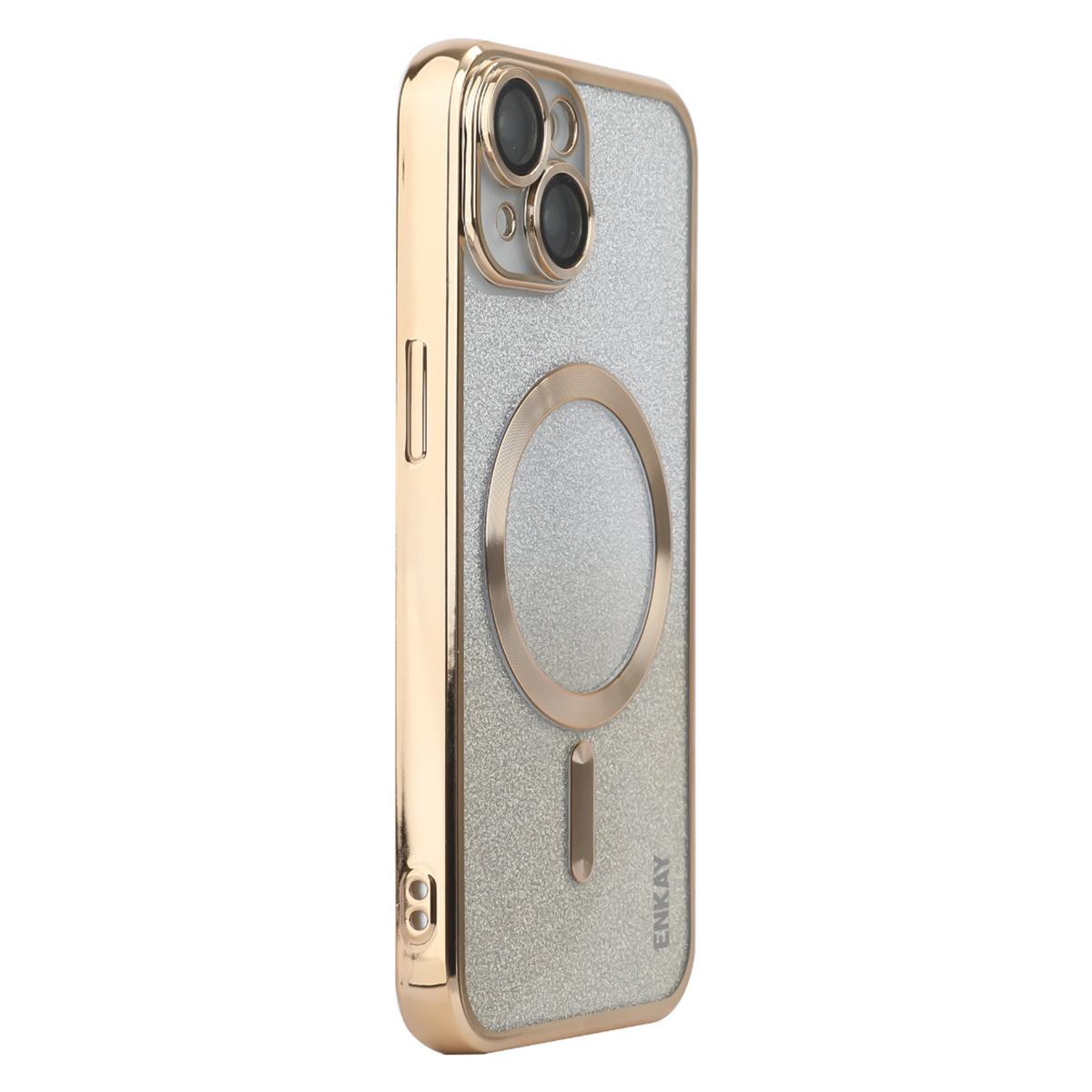 

ENAKY HAT PRINCE For iPhone 14 Magnetic Case Compatible with MagSafe Glitter TPU Cover Gold