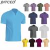 Muscle-Fit Oversized Athletic T-Shirt for Men Stretch Cotton Pocket Short-Sleeve Summer V-Neck Polo Shirt