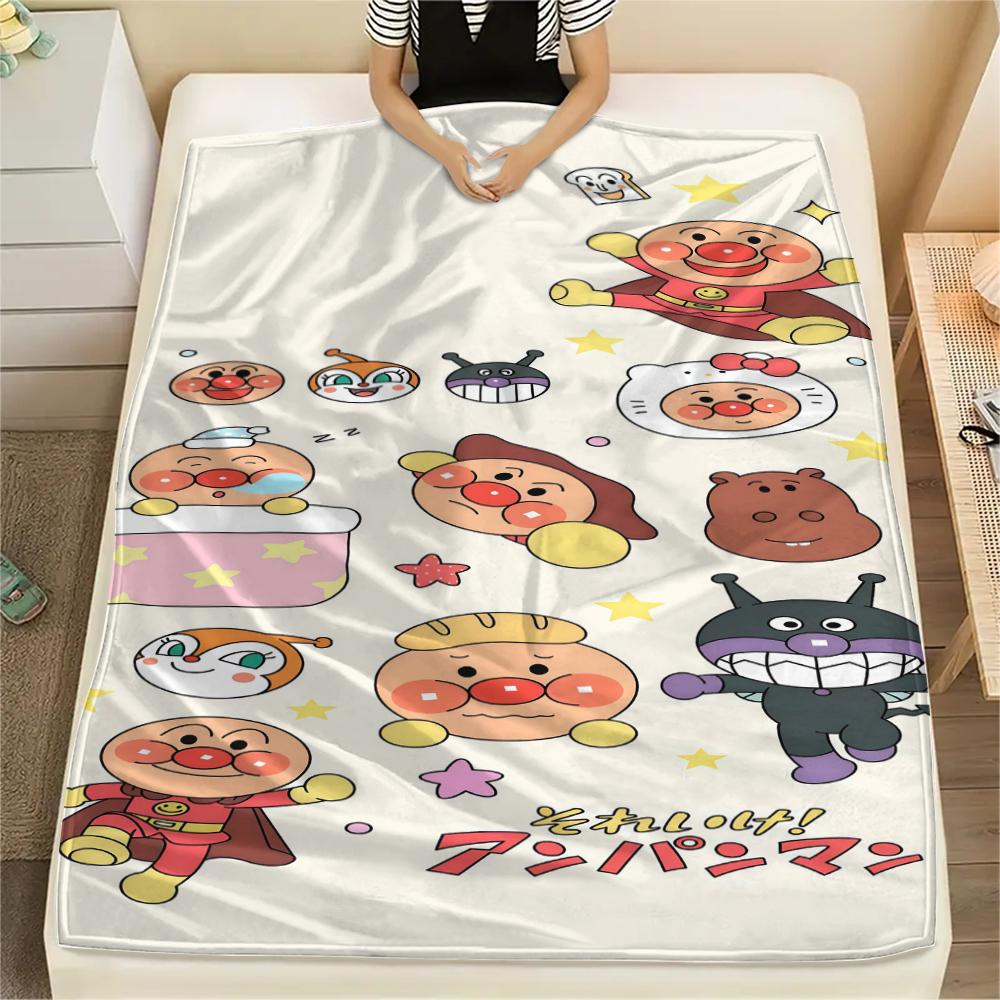 1PC Anpanman Print Flannel Blanket, High quality All Seasons, Home Decor, Warmth and Comfort, Perfect for Christmas Gifts