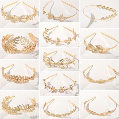 Neues Blatt-Stirnband in Goldfarbe, Kopfschmuck, Krone, Tiara, Kopfschmuck, Göttin, griechischer Kopfschmuck, Braut, Hochzeit, Haarschmuck