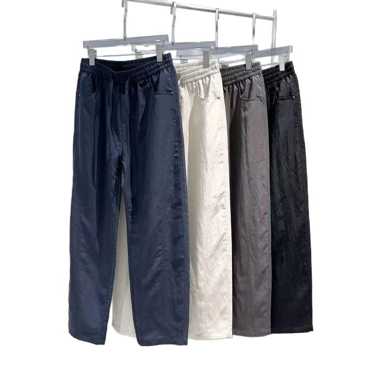 Solid color casual pants men's autumn new trendy brand light and thin straight sweatpants fashion elastic versatile wide-leg pants