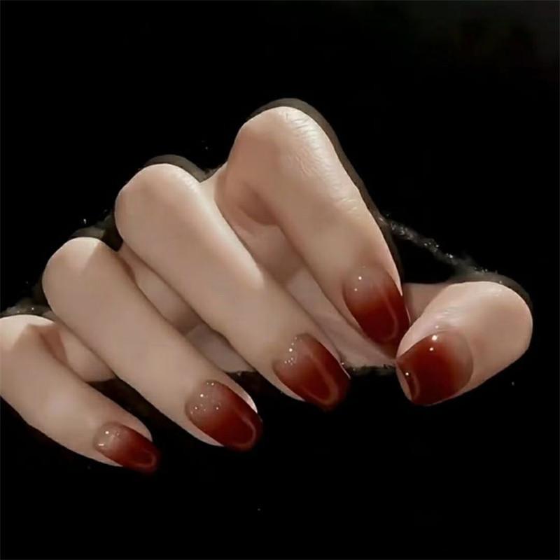 30 Pieces of Wearing Armor Short Armor Burst Cat Eyes Sparkling Wine Red Gradient Beauty Bride Getting Married Girl