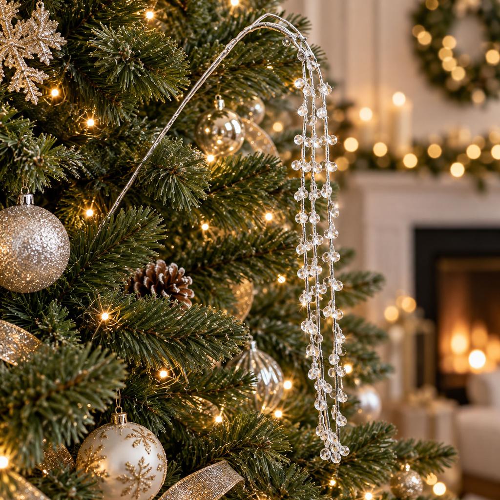Bead Christmas Tree Ornaments - Ice Drop Shaped Branch Decorations for Holiday Display