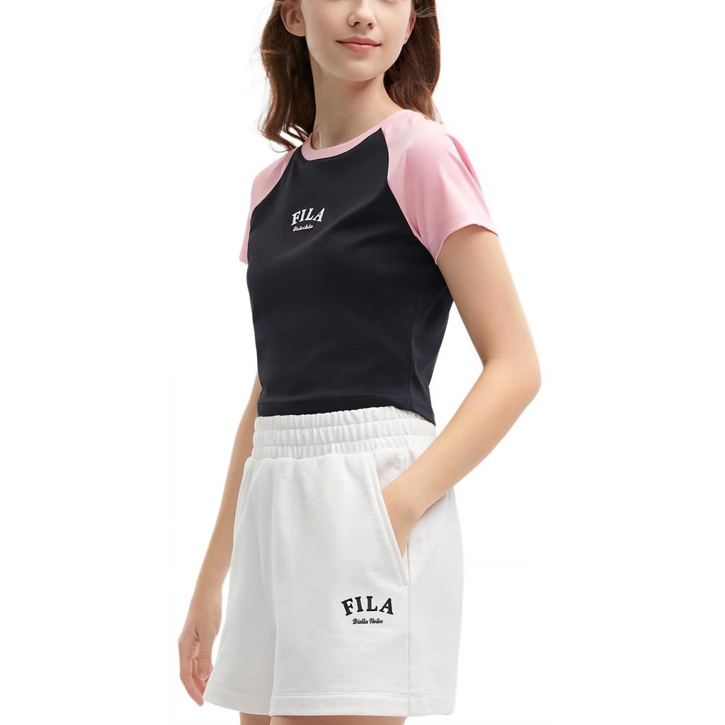 FILA Ice Silk Sun Protection Comfortable Casual Round Neck Short Sleeve Raglan T-Shirt Women Tops Legendary-Blue F51W429101F-NV
