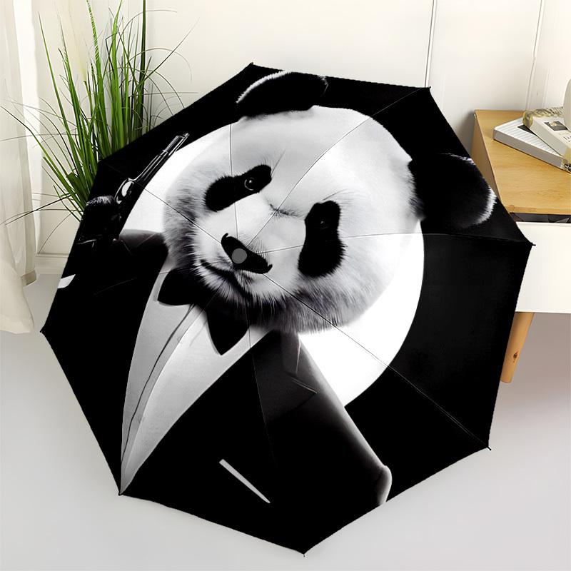 1pc Panda Print Folding Umbrella | Elegant Design, Fashionable Accessory, Durable Construction, Sturdy Ribs yy251107080