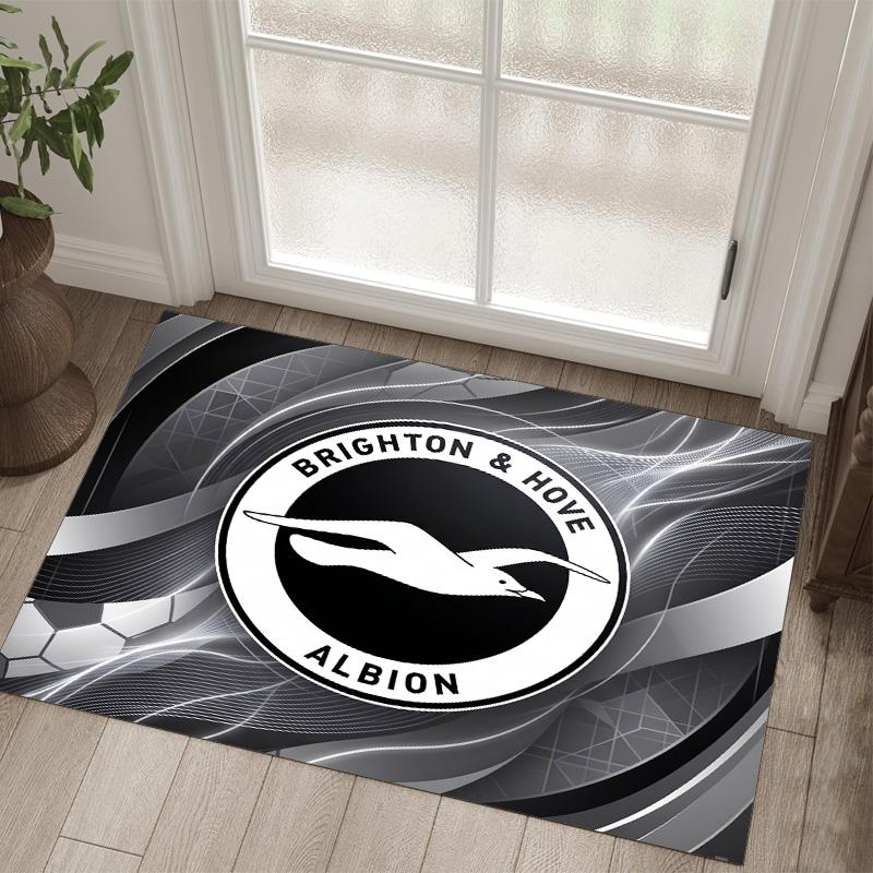 Brighton & Hove Albion Football Design Crystal Velvet Carpet Cozy Non?Slip Printed Rug For Bedroom Living Room Entrance