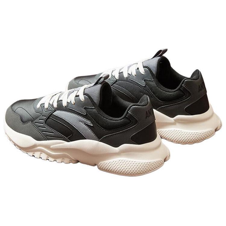 Anta Módní Všestranné Protiskluzové Odolné Nízké Casual Boty Pánské tenisky Černá Šedá 912418854-8