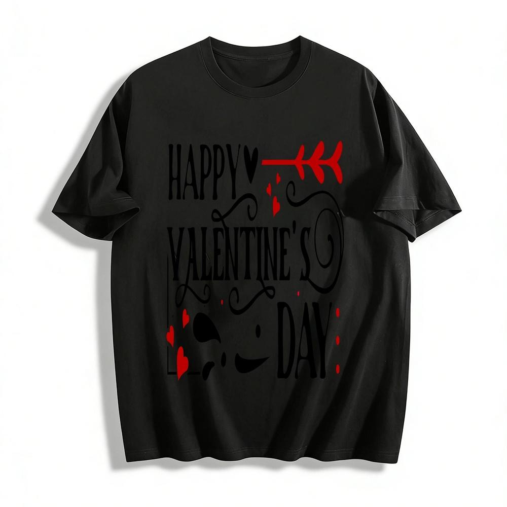 

Happy Valentines Day Printed Casual Short Sleeve Couple T-Shirt Pure cotton T-shirt XXS