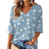 Women's V-Neck Print Lightweight Blouse for Spring and Summer
