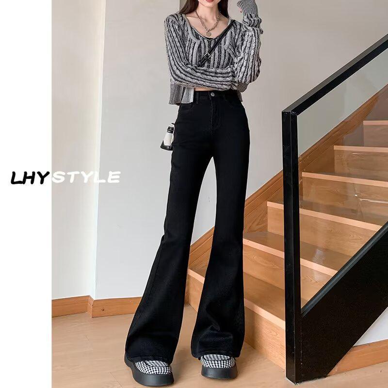 2025 Women s High Waist Slimming Washed Blue Micro-Flare Jeans XS