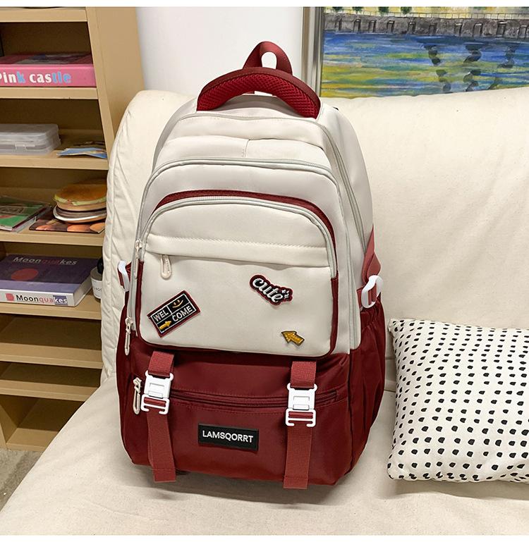 Double shoulder schoolbag Large capacity simple wear-resistant waterproof backpack New ridge protection fashionable backpack