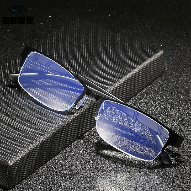 Vintage Large Frame Reading Glasses For Men Square Metal Business Presbyopia Eyeglasses Unisex Anti-Blue Light Computer Glasses