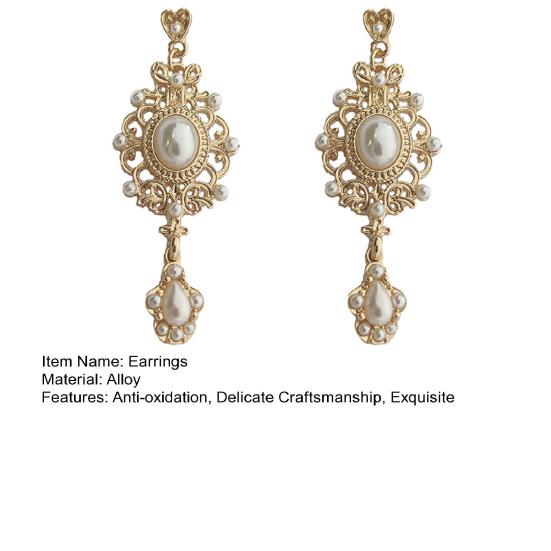 1 par dinglende øredobber kongelig hoffdesign ferskvannsperle geometrisk mønster klassisk temperament kjole