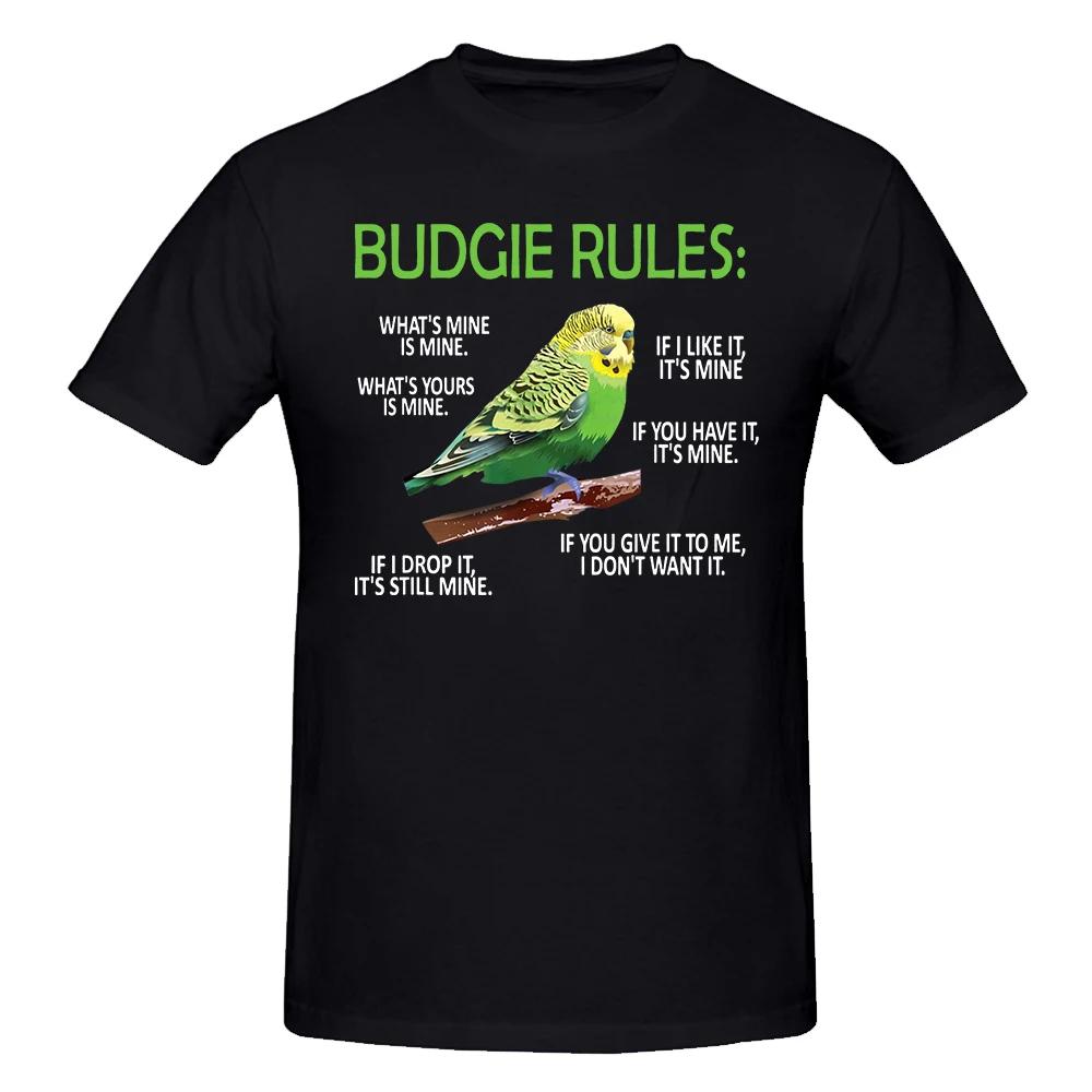 Funny Budgie Rules Parakeet Bird Budgerigar T Shirts Streetwear Short Sleeve Birthday Gifts Summer Style Tshirt Unisexs
