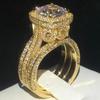 Huitan Luxury Women s/Set Ring Gorgeous Accessories Inlaid Brilliant CZ Fashion Chic Wedding Party Elegant Female Jewelry