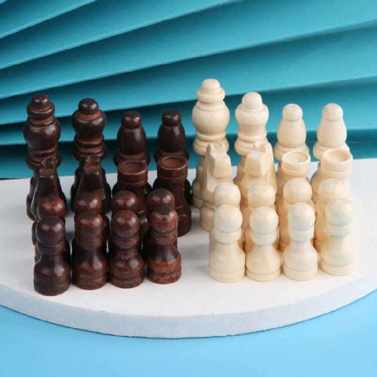 32 Pcs Wooden Chess Pieces Tournament Wood Chessmen International Chess Figures