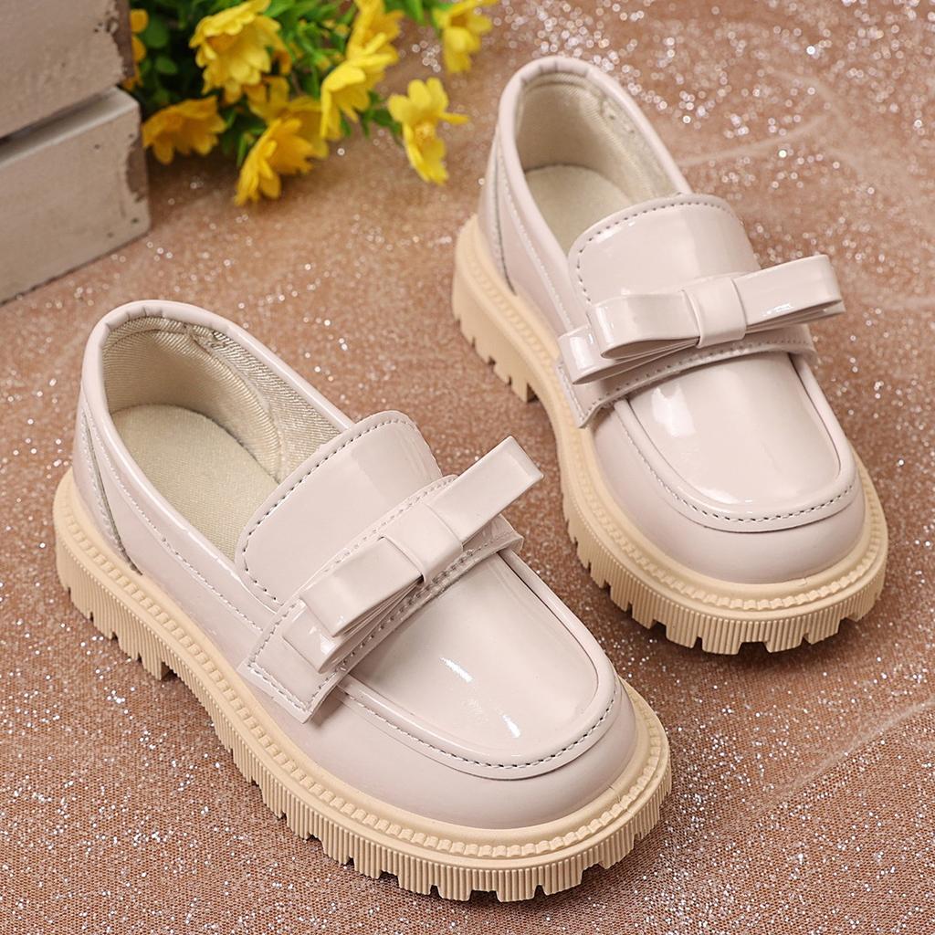 Girls Flats for School Students Black Uniform Shoes Round Toes Glossy  Spring Autumn Children Leather Shoes British Style
