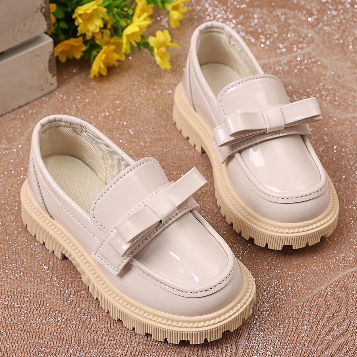

Girls Flats for School Students Black Uniform Shoes Round Toes Glossy Spring Autumn Children Leather Shoes British Style 37