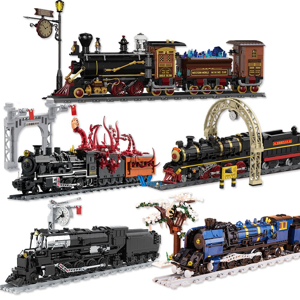 Unlimited Train Building Blocks Ore Train Steam Train Leader Orient Express Model Assembled Brick Toys For Kids Christmas Gift