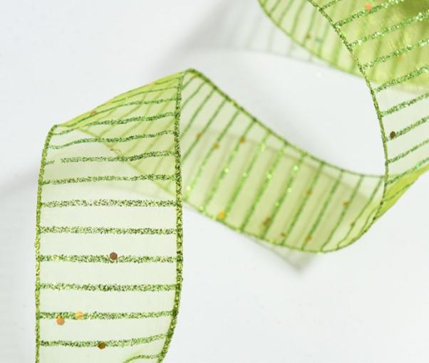 2m Green Organza Christmas Ribbon, for DIY Christmas Gifts Crafts Handmade Bow Xmas Tree Decor, DIY Wedding/Christmas Decoration