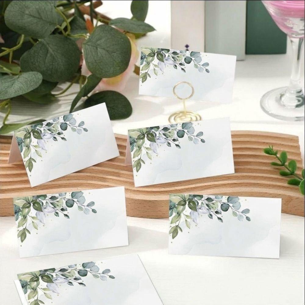 100Pcs Creative Flowers Plants Printed Table Place Cards Fresh Style Blank Wedding Place Cards Seating Place Cards Wedding Decor
