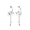 YILUOCD 925 Sterling Silver Lotu Flower Stud Earrings Vintage Tassel  Flower Earrings for Women Cute Sweet Irregular Jewelry