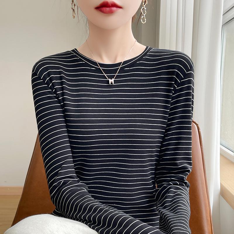 Women's Self-Heating Striped Long Sleeve Slimming Pullover