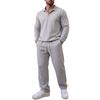 Men's Lapel Collar Long Sleeve Sweatshirt and Sweatpants Set Casual Loose Fit
