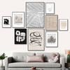 Nordic Abstract Geometry Pattern Canvas Painting Black Beige Wall Art Pictures Print Matisse Line Woman Poster Modern Home Decor