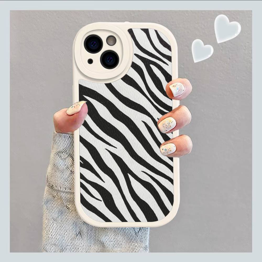 Zebra Print Clip Art For IPhone 16 15 14 13 12 11 Pro Max Plus Leather Phone Cover
