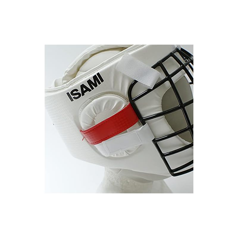 ISAMI Karate Head Guard II TN-10 // ISAMI Mengane with Red Corner Tape, Wire Mesh Headgear for Karate, Full Contact, Practice, Dojo, Gym (Small)
