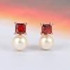 NEW Fashionable Stud Earrings For Women Red AAA+Cubic Zirconia Imitation Pearl Earing Daily Party Gift Zircon Wholesale E068