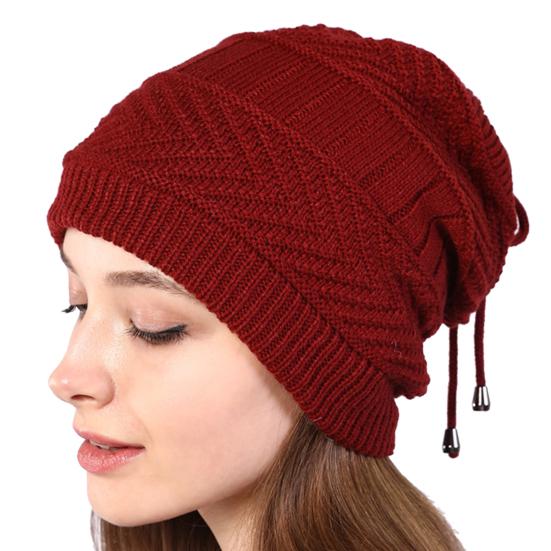 Beanie Hat Solid Color Adjustable Autumn Winter Plush Lining Windproof Hat Scarf for Outdoor