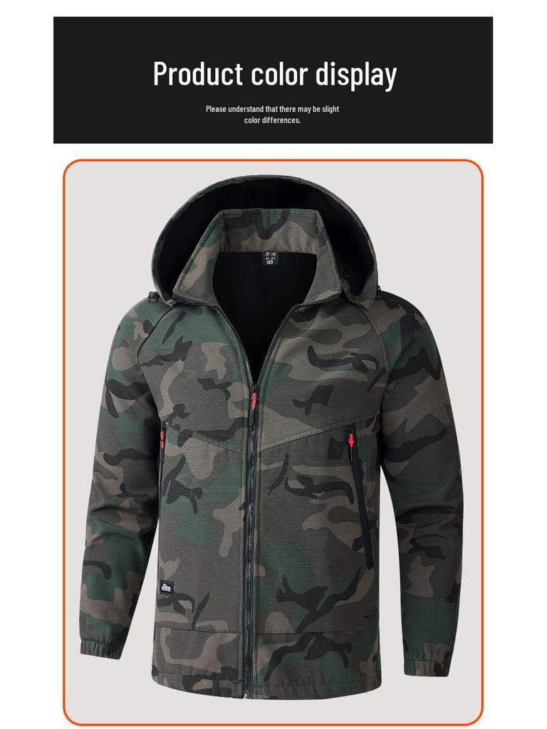 Men's Waterproof Camouflage Workwear Set - Velvet Lined, Wear-Resistant, Outdoor Cold Protection