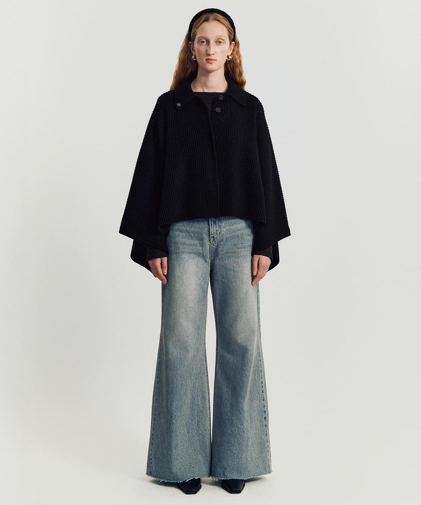 Meibeoyu Roddie Cape Knit Jacket _ Black