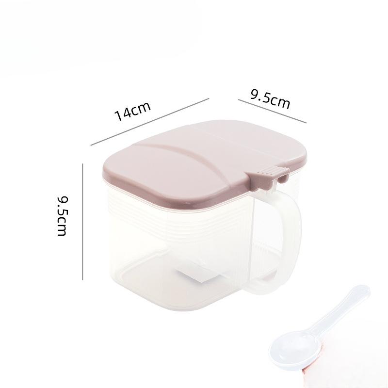 

Household Kitchen Seasoning Box, Salt, Monosodium Glutamate, Condiment, Plastic Spoon Seasoning Box, Salt Jar 2 squares рожевий