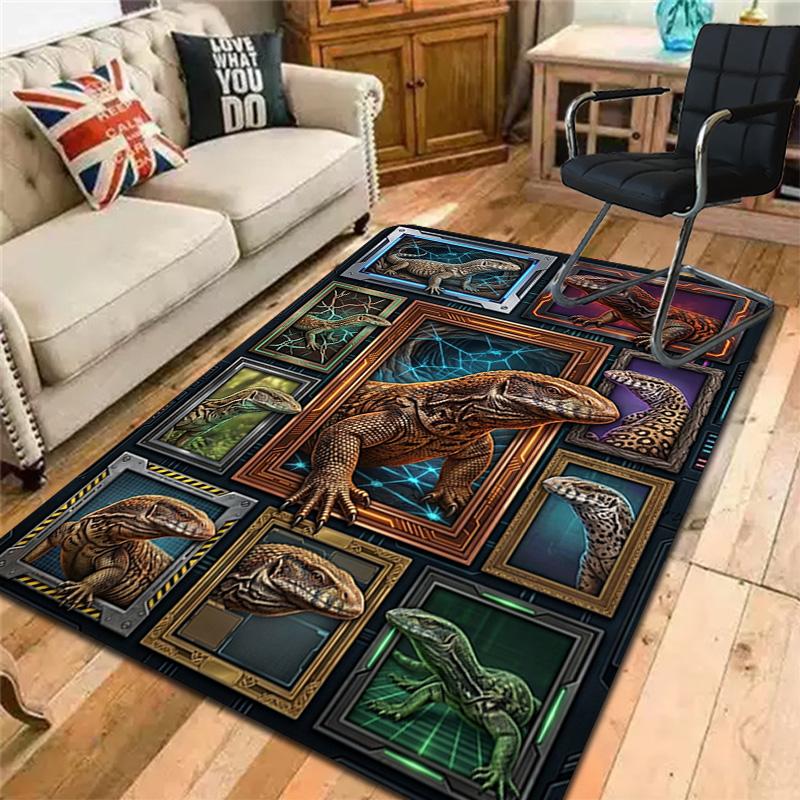 Monitor Lizard Collection Pattern Rug Floor Mat for Living Room or Bedroom Soft and Comfortable Carpet a Gift for Birthday and Holiday.