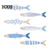 Decorative Fish Scale Wall Hangings 6Pcs/Set Wooden Decor, Beach House Decoration, Blue And White Wood Ornaments Coastal Art for Home Living