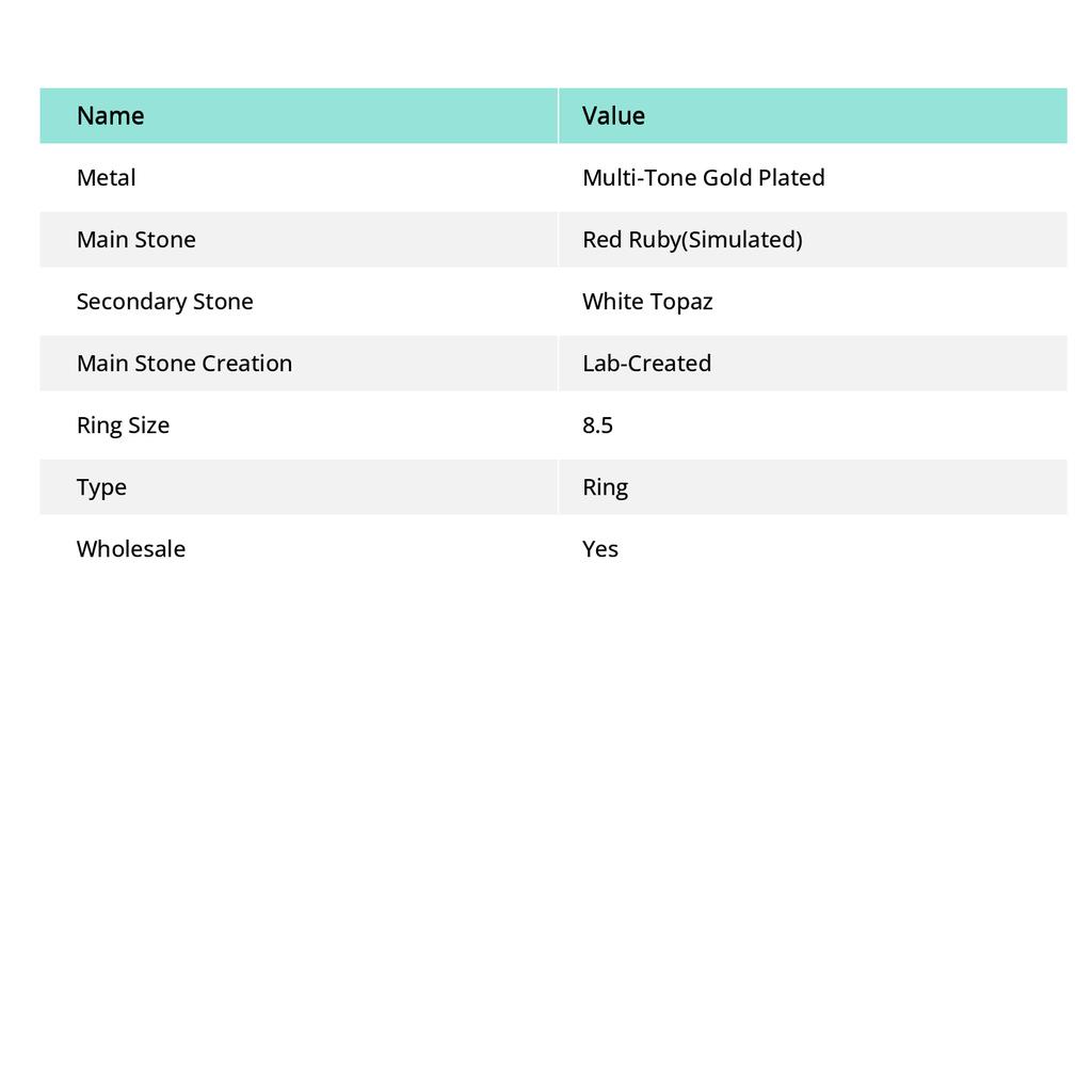 Red Ruby  Natural White Topaz Gemstone Handmade Jewelry Ring Size 8.5 I0w74