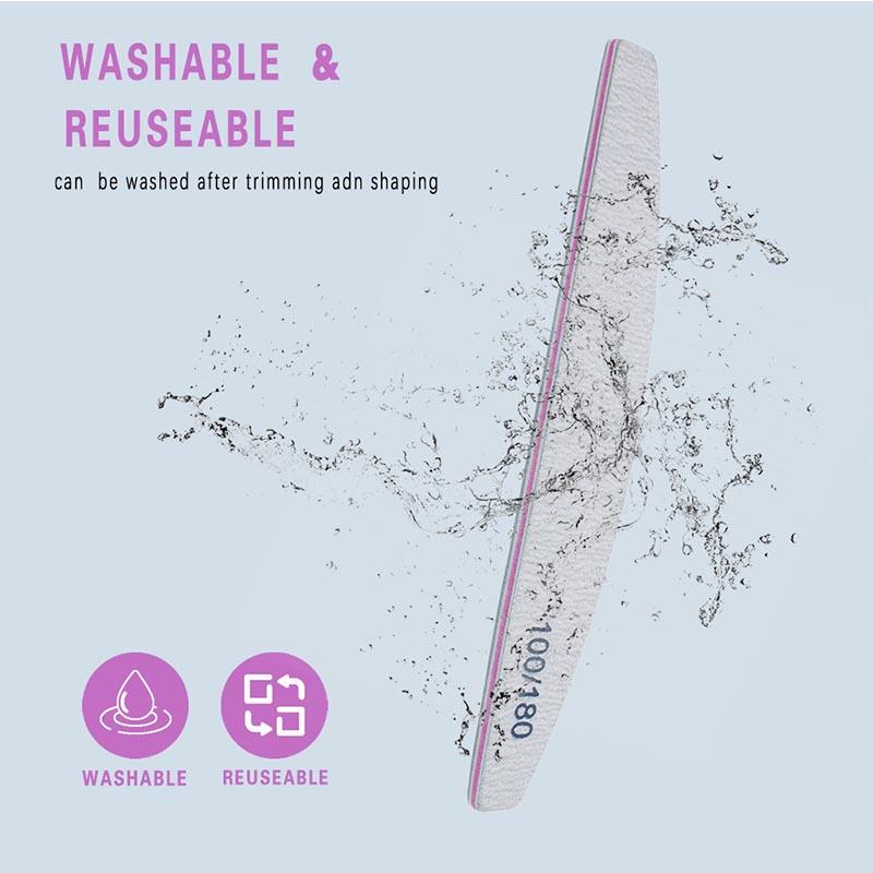 New Nail File Bufer 100/180 Grit Half Moon Nails Files Sanding Grinding Double Side Sandpaper Nail Manicure Tool ZJC04