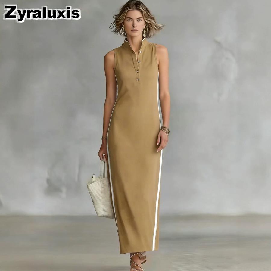 New Style Women's Button-Down Sleeveless Long-Sleeve Slim Fit Dress