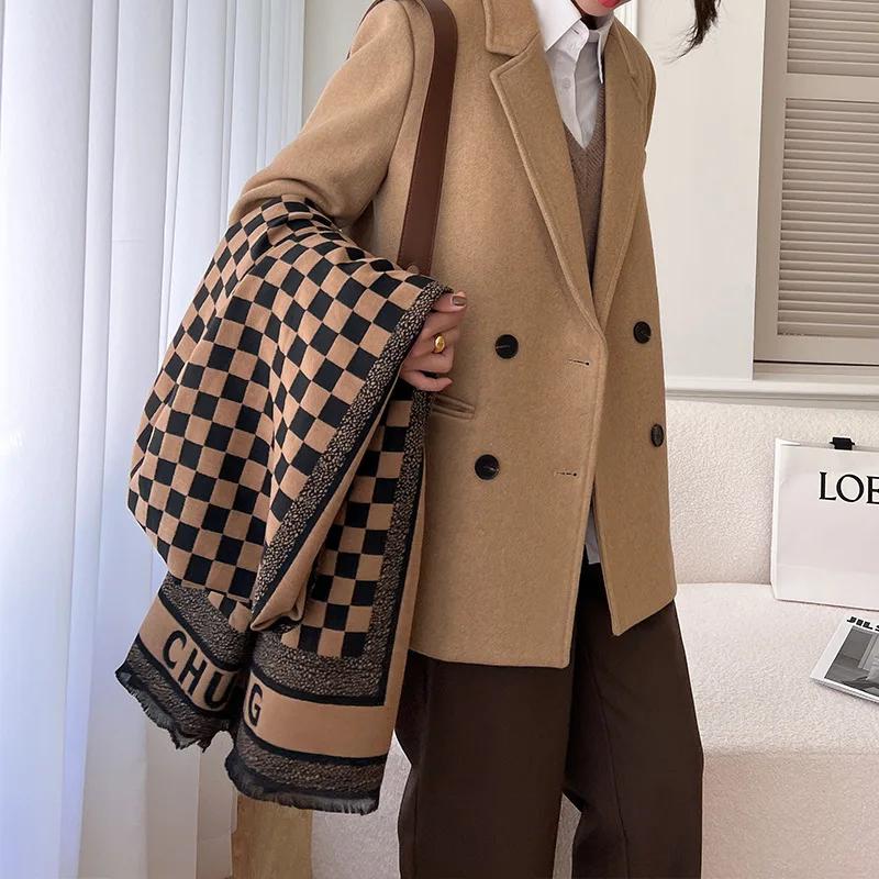 Luxury Brand Woman Winter Scarf Fashion Female Shawls Cashmere Handfeeling Winter Wraps Flower Weave Winter Hijab Scarf 2025