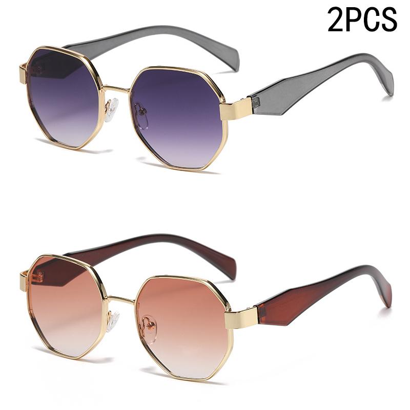 1/2/6PCS Square-shaped Metal-framed Sunglasses Sophisticated Style Feminine Personality Modern Multi-sided 2401