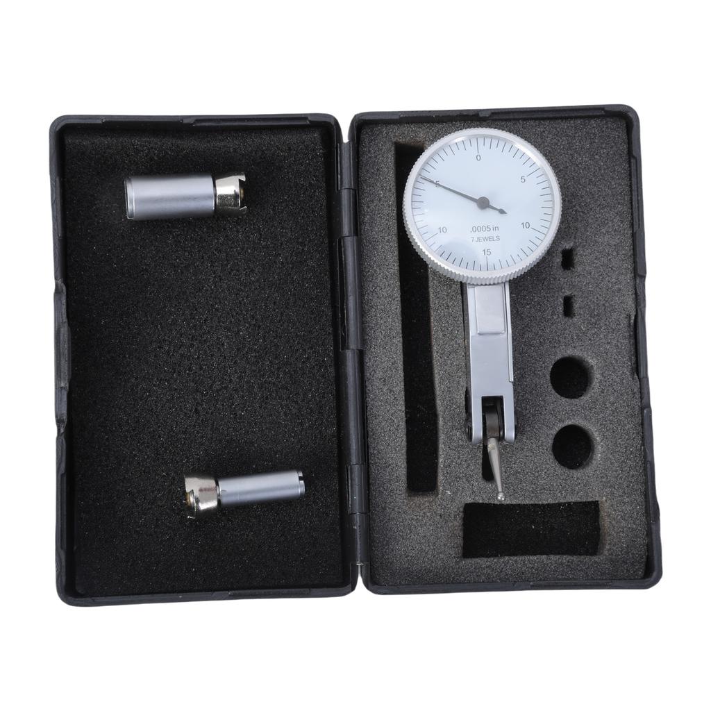 0-15-0 Dial Reading Dial Test Indicator White Dial Face Dial Gauge Lever Gauge with Dovetail Mount Accessories and Case