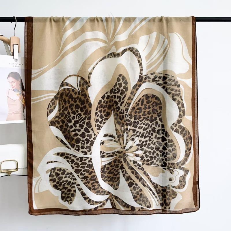Vintage Leopard Print French Style Long Scarf Shawl For Travel