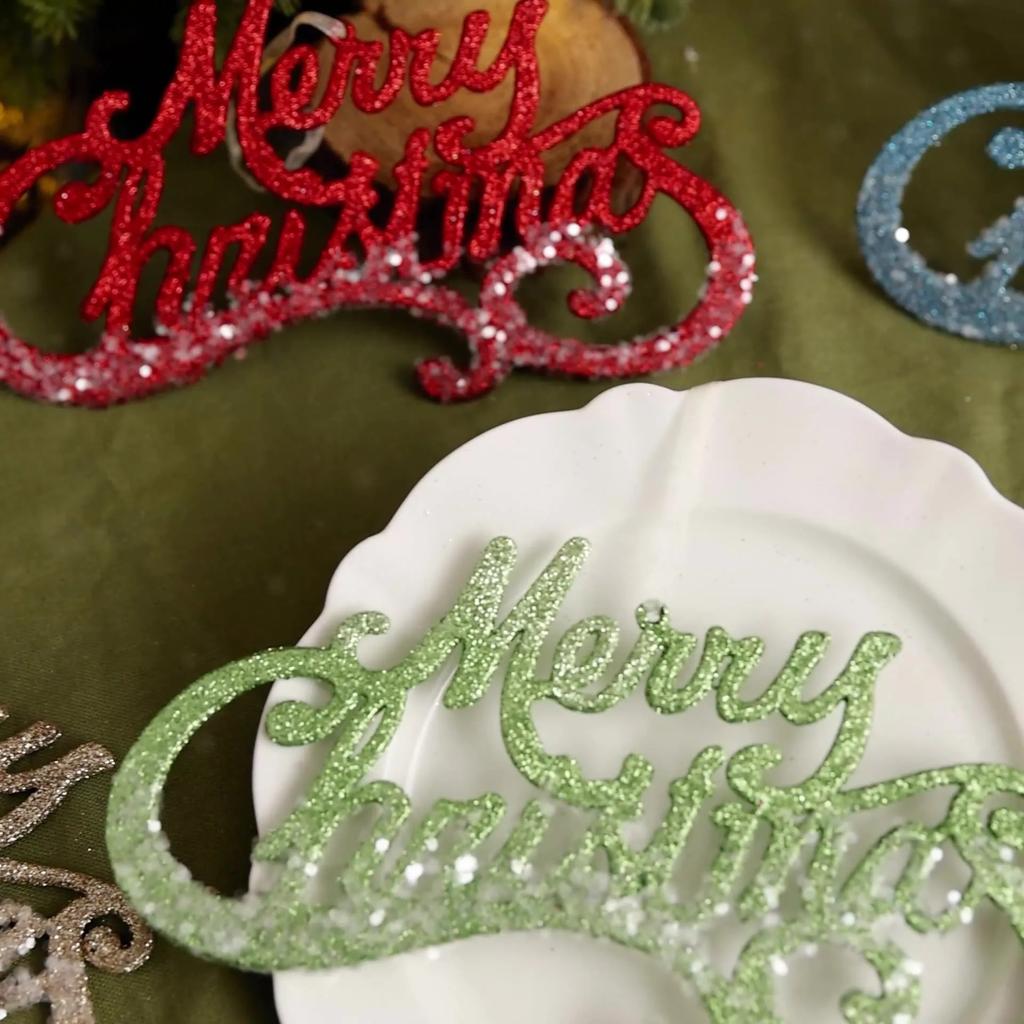 Christmas Decorations Xmas Plastic Powder English Letter Sign Pendant Festival Decoration For Home Small Gifts New Year