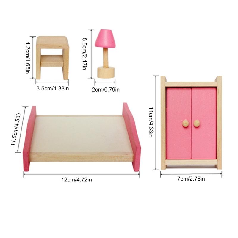 Furnishings Life Scene Pretend Play for Kids Doll House Furniture 1:12 Scale Realistic Model for Bedroom Dinning Room