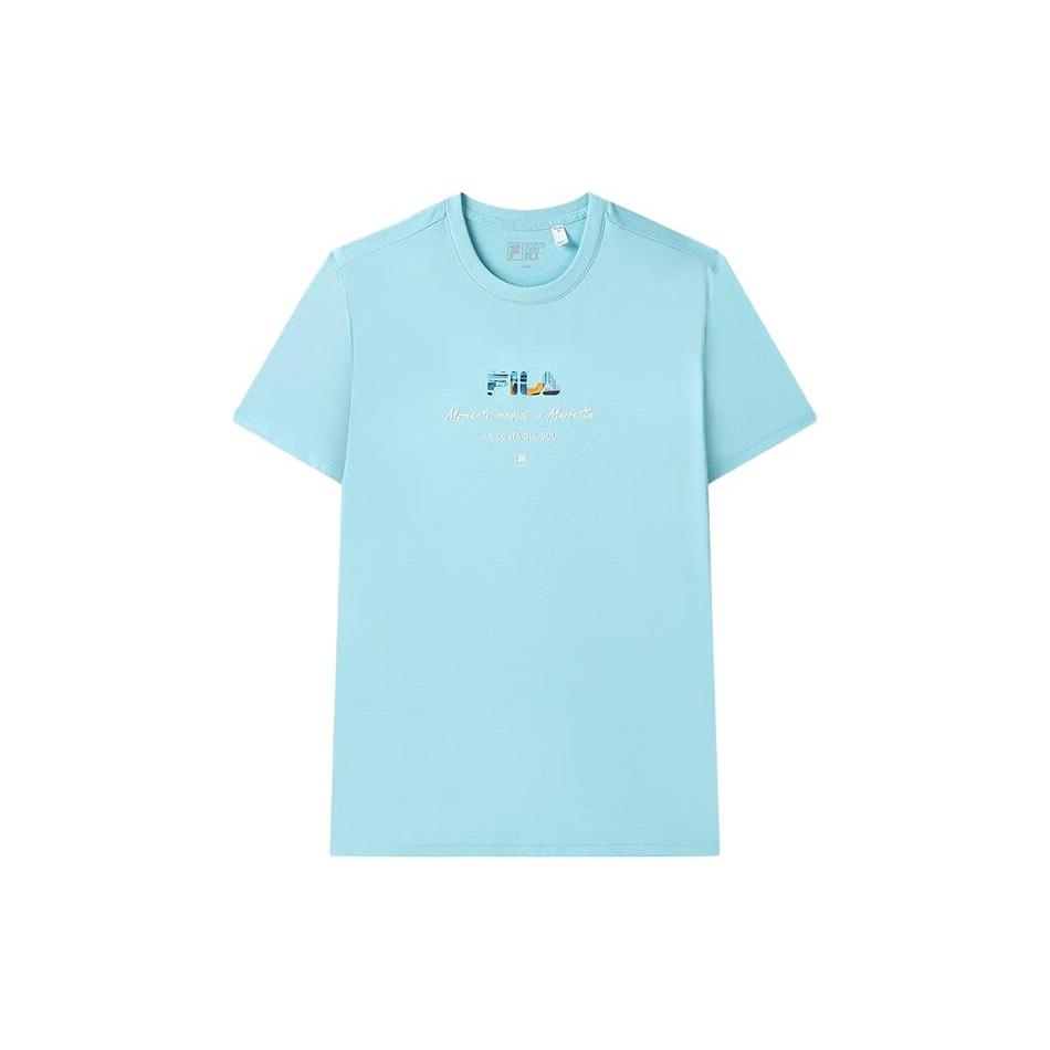 FILA T Shirts Men s Blue Crew Neck Moderate Straight Fit F11M328105FLB XXL