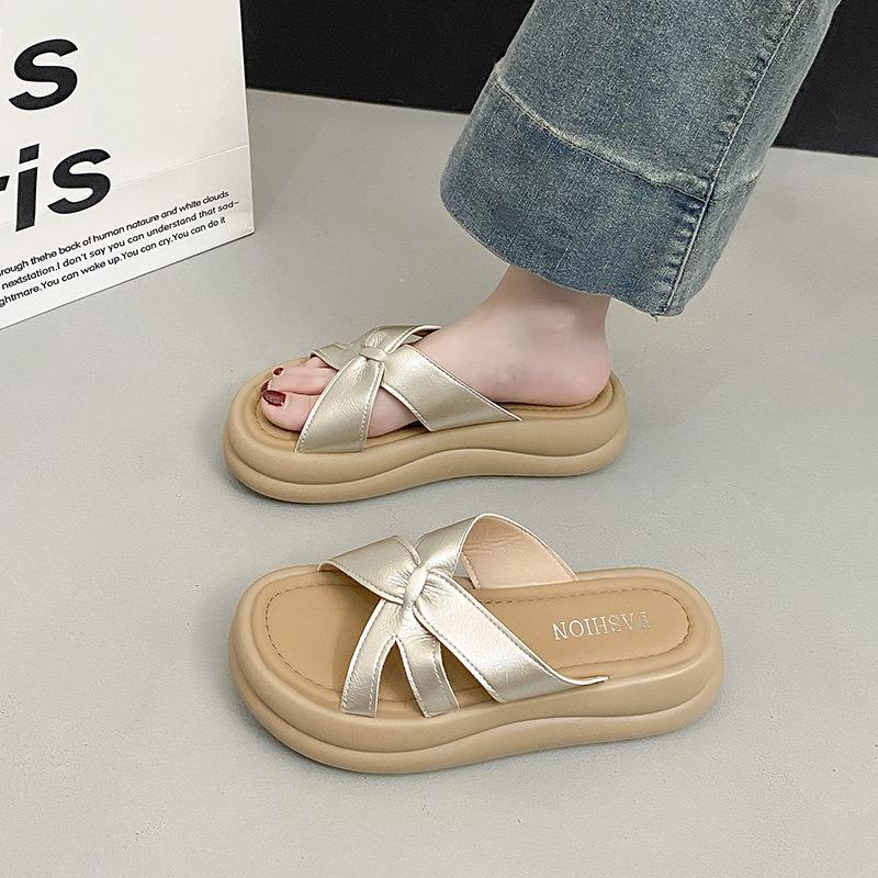 Cool slippers female summer wear 2025 new fairy style with skirt platform beach sandals fashion one-word drag female
